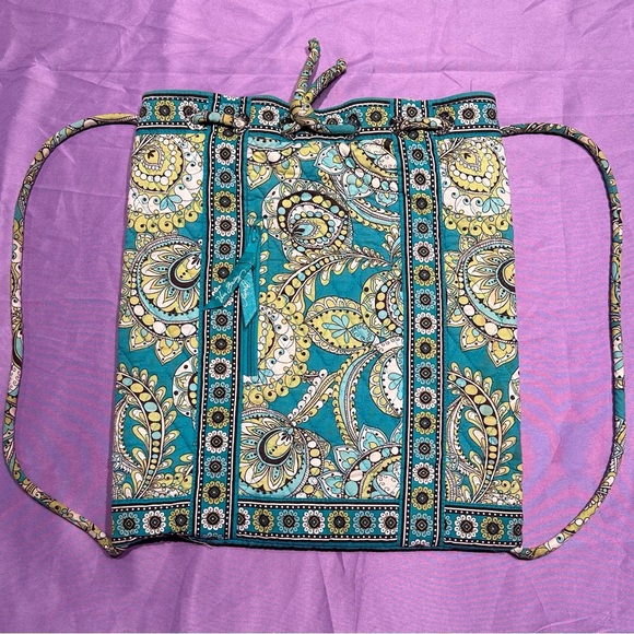Vera Bradley Handbags - Vera Bradley Retired Blue & Green Floral Print Drawstring Bag